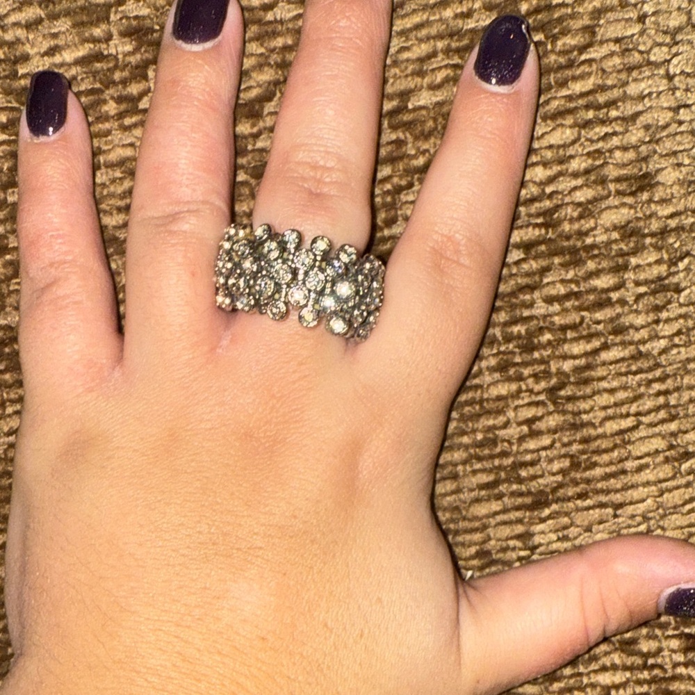 Dazzling Silver Crystal Cluster Ring